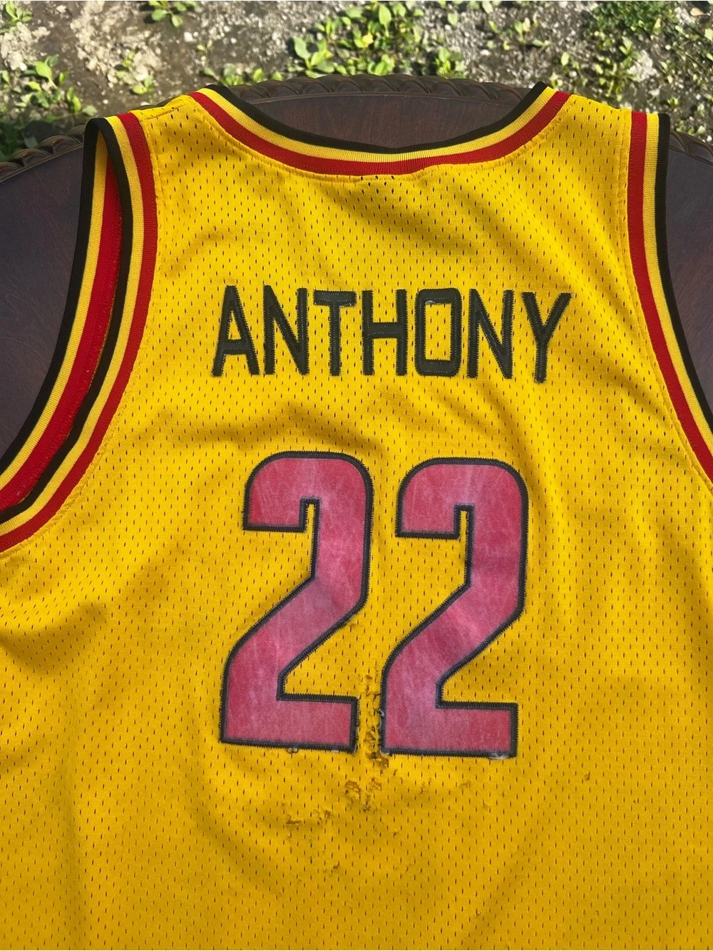 Jordan Yellow Oak Hill #22 Basketball Jersey with Red Accents
